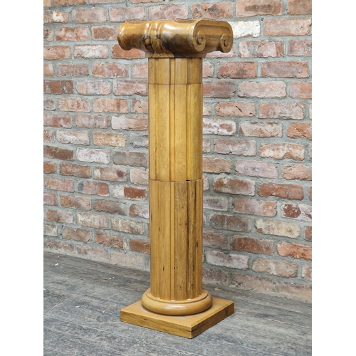 1346 - Contemporary yew wood sectional Ionic column pedestal