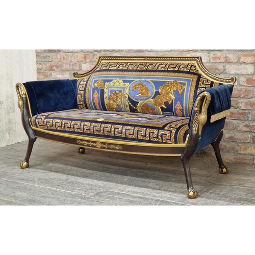 1363 - Atelier Versace - Exceptional quality mahogany two seat sofa with giltwood decoration and carved swa... 