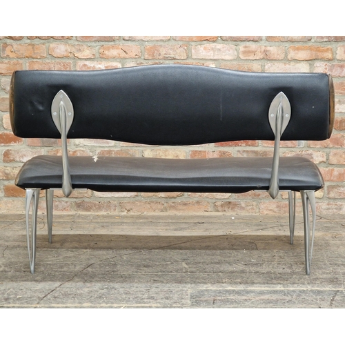 1378 - Vintage chrome and faux leather sofa, H 85cm x W 123cm x D 61cm (AF)