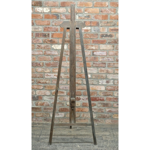 1397 - Antique folding easel, H 181cm x W 64cm