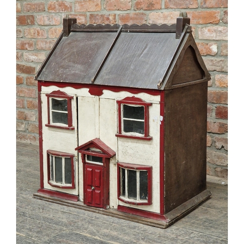 1403 - Vintage wooden painted dolls house, H 88cm x W 82cm x D 52cm