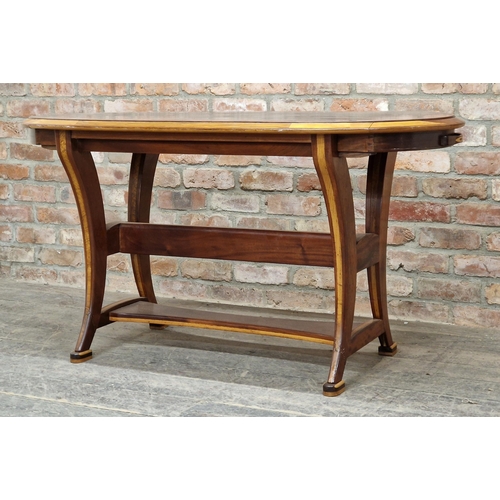 1413 - 20th century Italian mahogany and walnut oval table with pull out end drawers, H