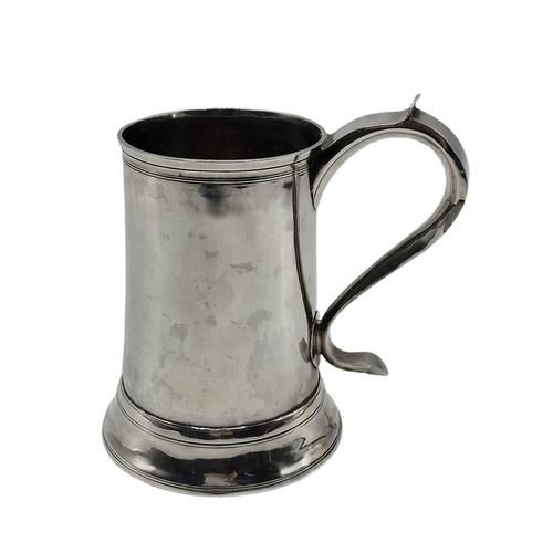 124 - George III provincial silver tankard, simple tapered form, maker John Langlands, Newcastle 1796, 15c... 