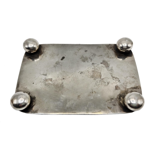 141 - Edwardian silver Vide Poche or pin tray, gadrooned rim and four bun feet, maker William Aitkin, Birm... 