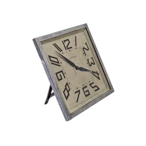 208 - Art Deco Mappin & Webb chrome easel clock, 20 x 20cm