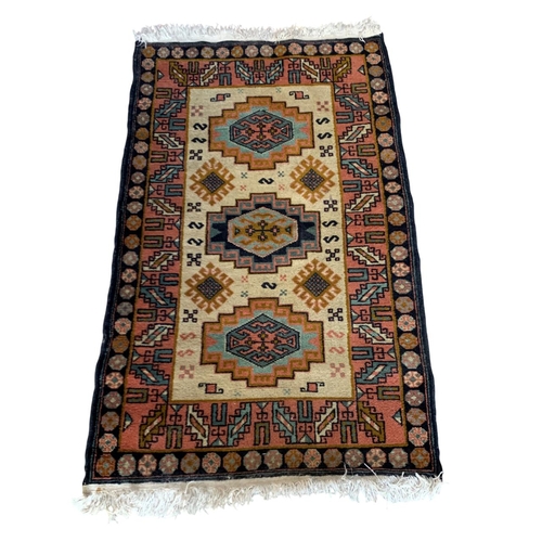 1740 - Turkish three medallion runner, 135cm x 82cm