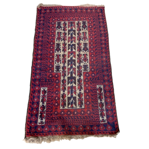 1741 - Persian prayer mat, red ground 142cm x 77cm