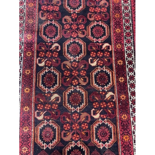 1742 - Handsome Bokhara runner, with unusual bird motifs, red ground, 206cm x 103cm