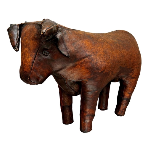 606 - Probably by Liberty - leather bull footrest, 42cm high x 56cm long (AF)