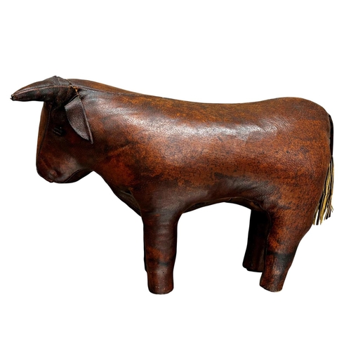 606 - Probably by Liberty - leather bull footrest, 42cm high x 56cm long (AF)