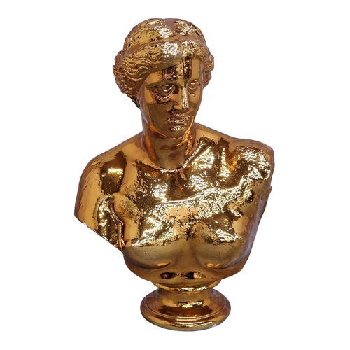 1475 - Contemporary copper electro plated plaster bust of Venus, H 81cm