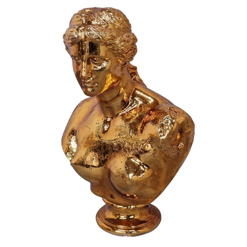 1475 - Contemporary copper electro plated plaster bust of Venus, H 81cm