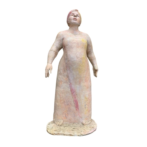 1471 - Deborah McCabe (20th/21st Century) - Standing woman in robe, plaster sculpture H 83cm