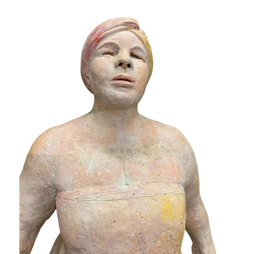 1471 - Deborah McCabe (20th/21st Century) - Standing woman in robe, plaster sculpture H 83cm