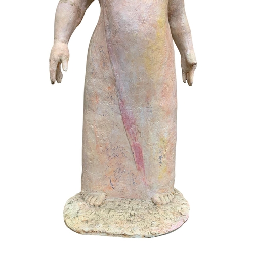 1471 - Deborah McCabe (20th/21st Century) - Standing woman in robe, plaster sculpture H 83cm