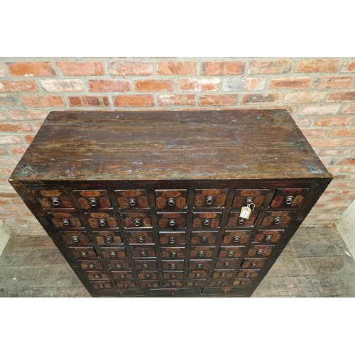 1204 - Large Chinese spice / apothecary cabinet consisting of 49 short drawers with three long drawers belo... 