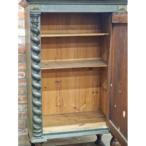 1205 - Single door barley twist painted cabinet, the door with dual gilt embelishments, opening to a shelve... 