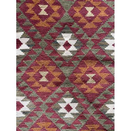 1749 - Long Kilim runner, geometric design, 394cm x 90cm