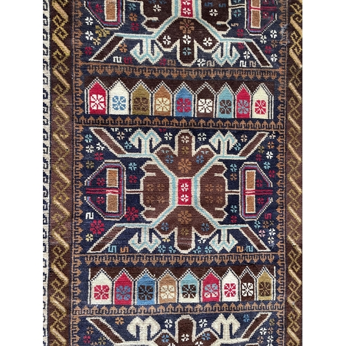 1751 - Good antique Baluchi type Persian Village rug, brown ground, 210 x 115cm