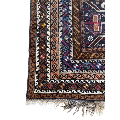 1751 - Good antique Baluchi type Persian Village rug, brown ground, 210 x 115cm