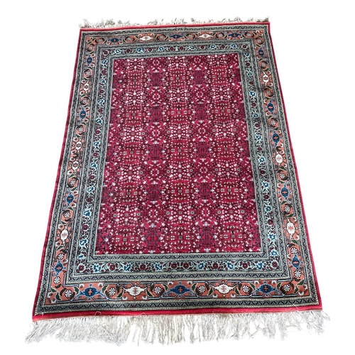 1753 - Persian Mahal rug, geometric design, red ground, 235cm x 175cm