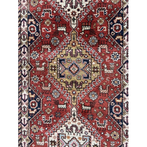 1754 - Good Afghan three medallion runner, 200cm x 95cm