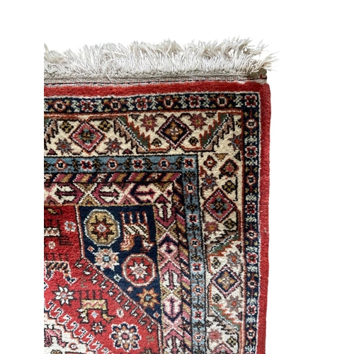 1754 - Good Afghan three medallion runner, 200cm x 95cm