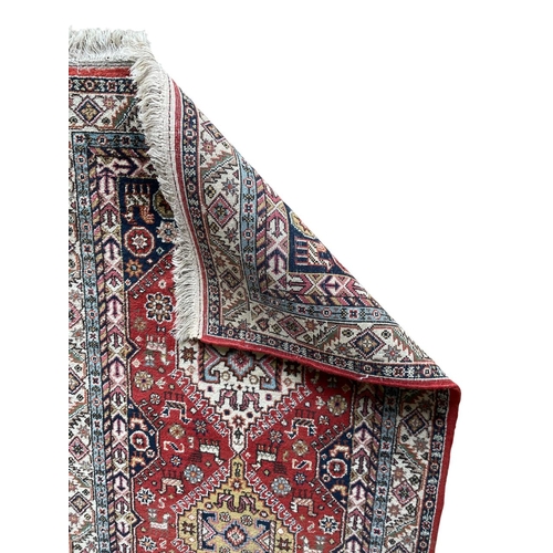 1754 - Good Afghan three medallion runner, 200cm x 95cm