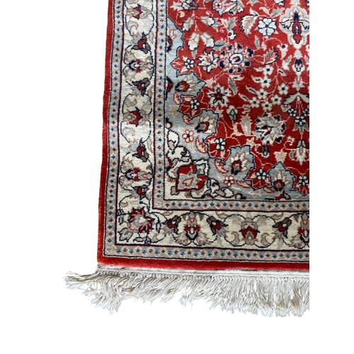 1760 - Keshan rug, floral design, deep red ground, 120cm x 70cm