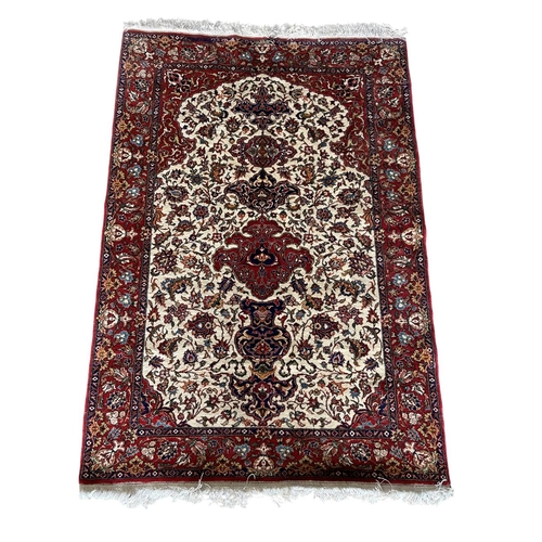 1761 - Persian Isfahan prayer rug, intricate floral decoration, 190cm x 130cm