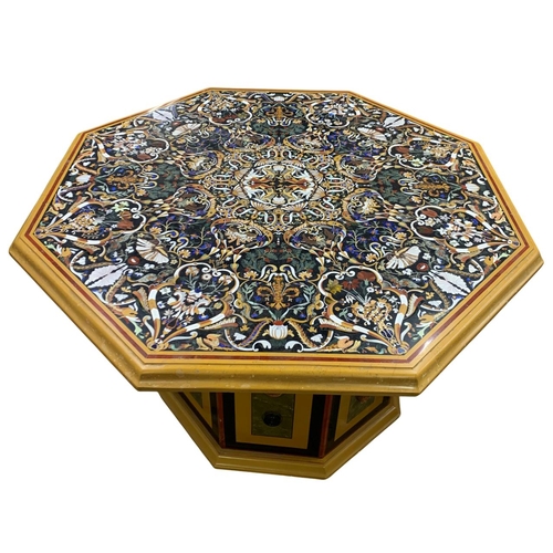 1209 - Impressive late 19th century Italian Pietra Dura specimen table, octagonal form, inset with scrolled... 