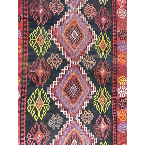 1773 - Good long Kelim runner, geometric medallion design, 370cm x 210cm