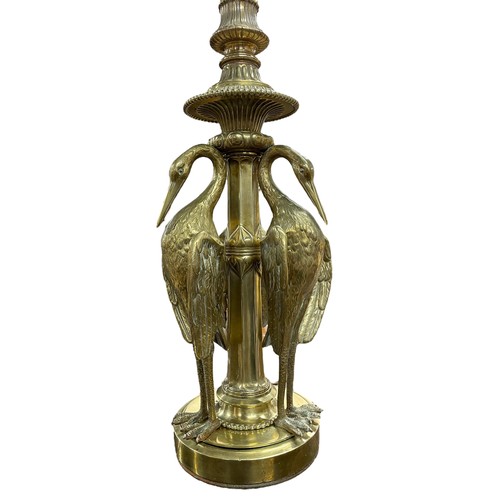 1177 - Impressive late 19th / early 20th century  brass oil table lamp (converted to electricity) with fros... 