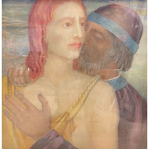 1501 - Helen Stirling Winslow (1890-1973, Pre-Raphaelite school) - 'The Kiss of Judas', unsigned, inscribed... 