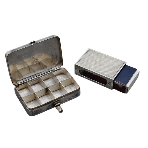 143 - Vintage silver lidded pill box with segmented interior, maker AG, Birmingham 1993, with a further en... 