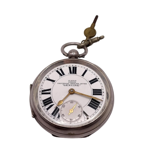 14 - Three silver watches - A. Gould of London silver lever pocket watch (glass vacant), Movado silver pu... 