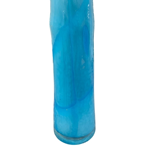 410A - Stylish Scandinavian blue glass vase, having an ice blue colourway with rich blue veins throughout, ... 