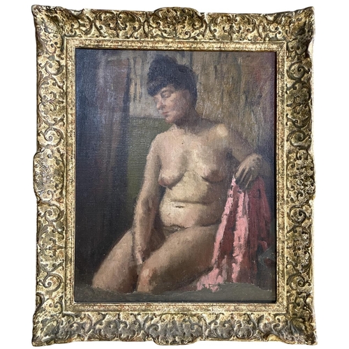 1521 - Circle of Walter Sickert RA (1860-1942) - seated nude, unsigned, oil on canvas, 50 x 40cm, good gess... 