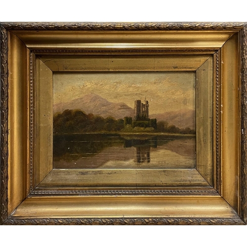 1546 - 19th century Scottish school - pair of loch side landscapes, one with a castle the other with figure... 