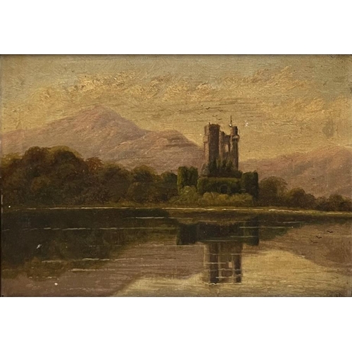 1546 - 19th century Scottish school - pair of loch side landscapes, one with a castle the other with figure... 