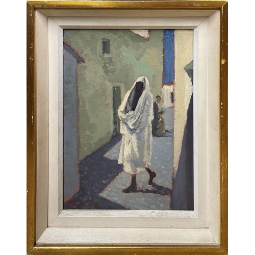 1529 - Robin Darwin (1910-1974) - veiled figure in a North African Souk, signed, Royal West of England Acad... 