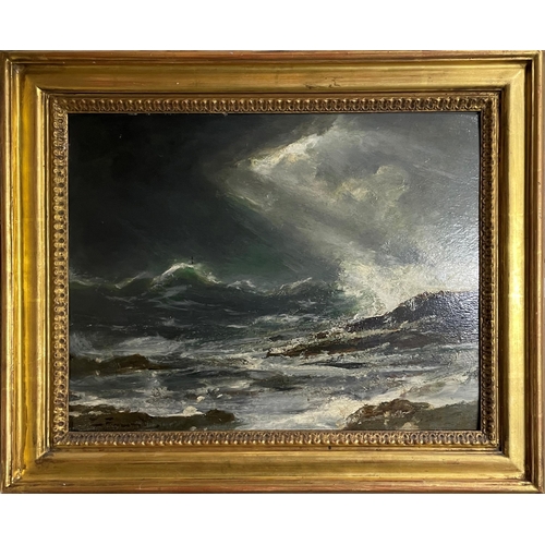 1539 - Edwin John Ellis (1842-1895) - Choppy seas, signed, oil on board, Christie's labels and provenance i... 