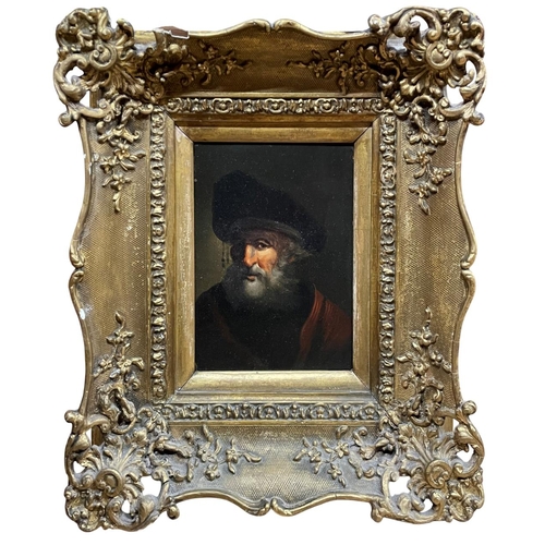 1542 - Italian school - bust portrait of a gentleman, unsigned, oil on board, 17 x 12cm, gilt frame