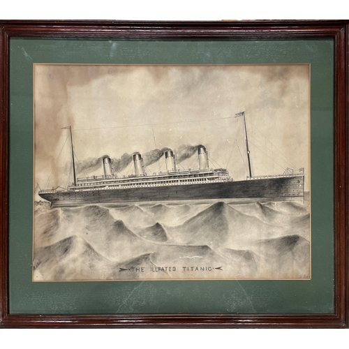 1568 - Early 20th century school - 'The Illfated Titanic', indistinctly signed, pencil, 35 x 50cm, framed