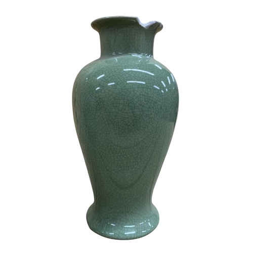 303 - Quantity of Chinese crackle glaze celadon vases, largest H 30cm (3)