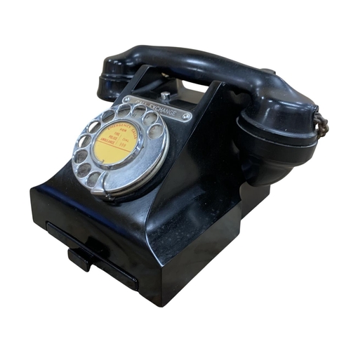 583 - Black bakelite 'Call Exchange' G.P.O rotary dial telephone with integrated draw to front