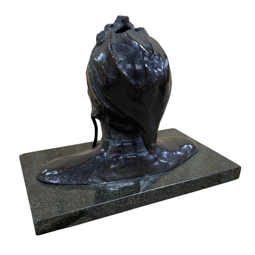 256 - Heavy bronze bust sculpture of Dante, having inscription to front, atop rectangular marble plinth ba... 