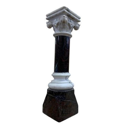 259 - Exceptional carved marble and alabaster Corinthian column, having a decorative floral and scrolled t... 