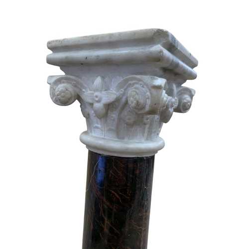 259 - Exceptional carved marble and alabaster Corinthian column, having a decorative floral and scrolled t... 