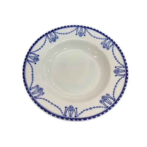 386 - Three Royal Worcester Aesthetic blue floral bowls, with a further collection of blue lace bordered e... 